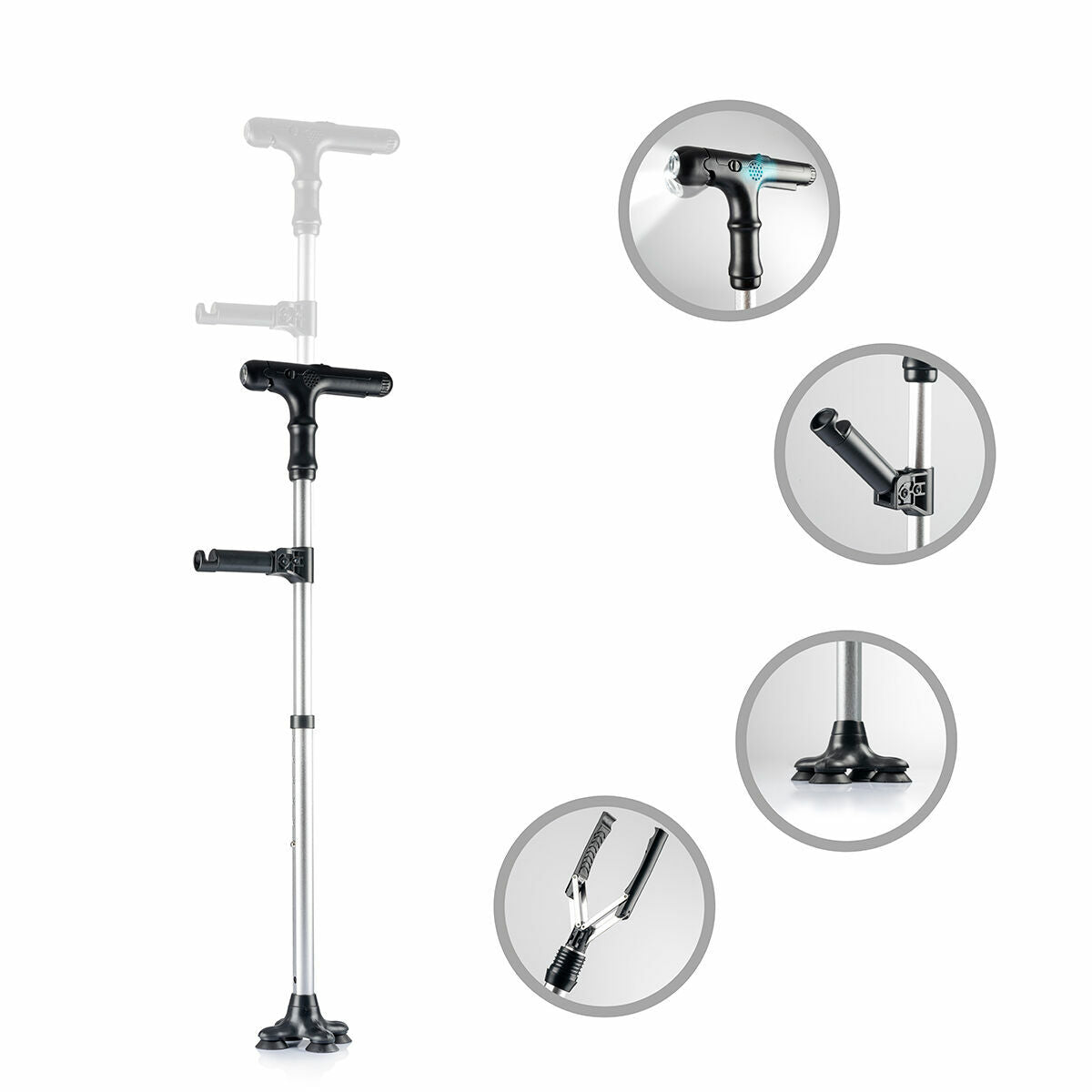 Extendable Walking Stick with LED, Alarm and Grabber Hannde