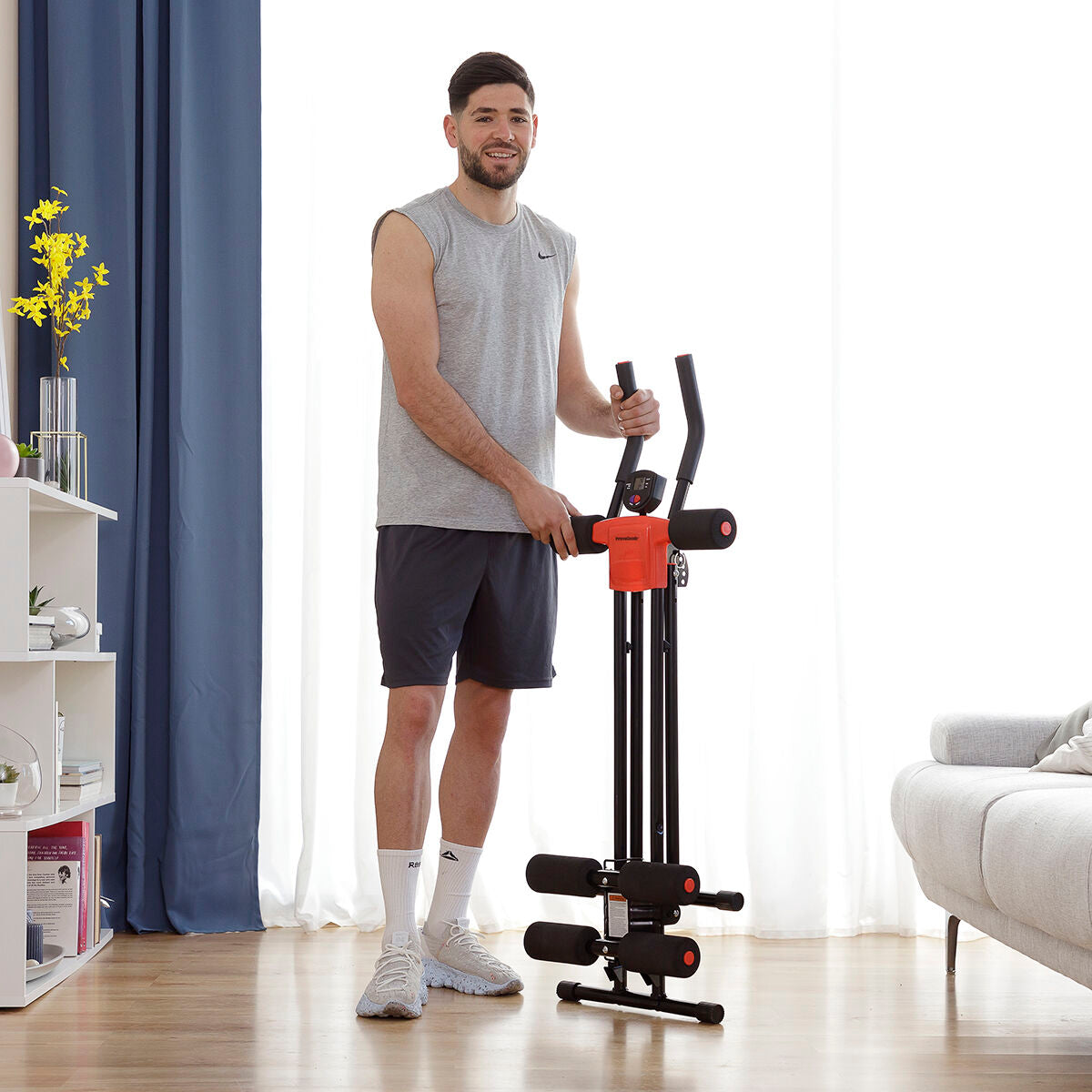 Pack Foldable Abs Machine with Exercise Guide and Men's Sauna Sports