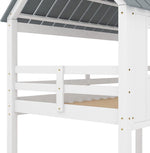 Twin House Bunk Bed With Playhouse White And Gray Finish