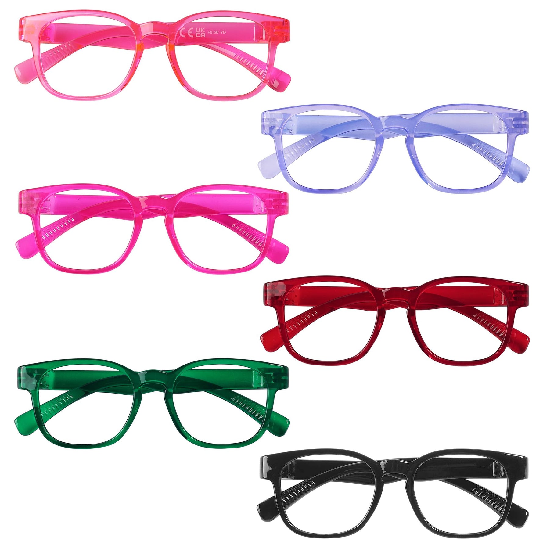 Gr8Sight Metalless Screwless Spring Hinges Reading Glasses 6 Pack Ladies Readers Cheaters For Women +3.25