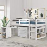 Twin Loft Bed With Rolling Desk And Storage For Small Rooms