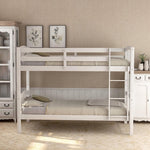 Twin Over Twin Wood Bunk Bed With Ladder Natural Finish
