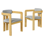Set of 2 Outdoor Acacia Wood Dining Chairs with Cushions, Modern Solid