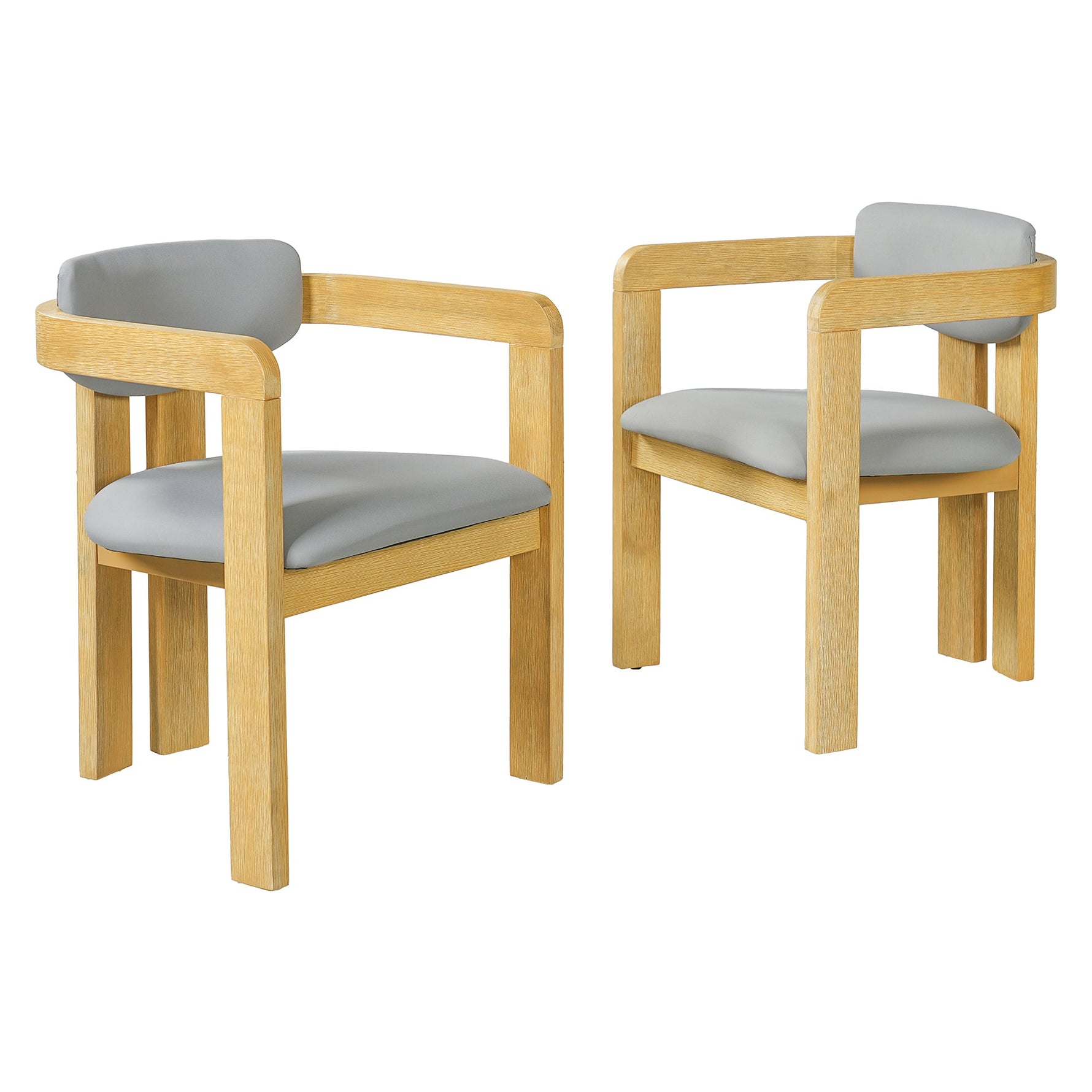 Set of 2 Outdoor Acacia Wood Dining Chairs with Cushions, Modern Solid