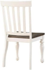Dining Chair Set of 2 Two Tone Ivory Charcoal Slat Back