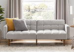 Gray Fabric Twin Futon Sofa Bed With Arms For Small Rooms