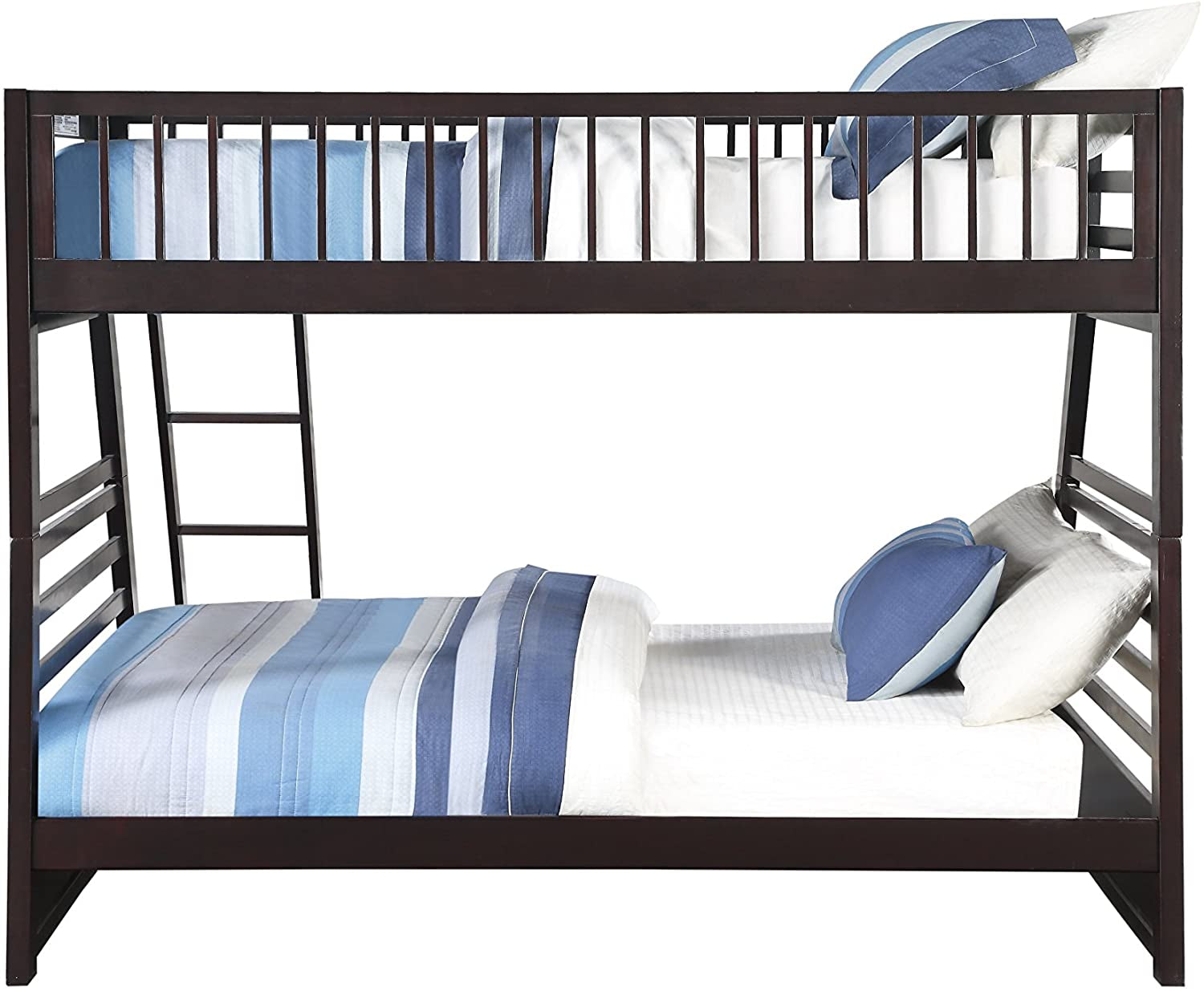 XL Twin Over Queen Bunk Bed With Drawers Espresso Finish