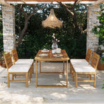 Farmhouse 5-Piece Outdoor Patio Dining Set with Adjustable Legs,Acacia