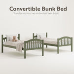 Olive Twin Over Twin Bunk Bed Converts To Two Beds