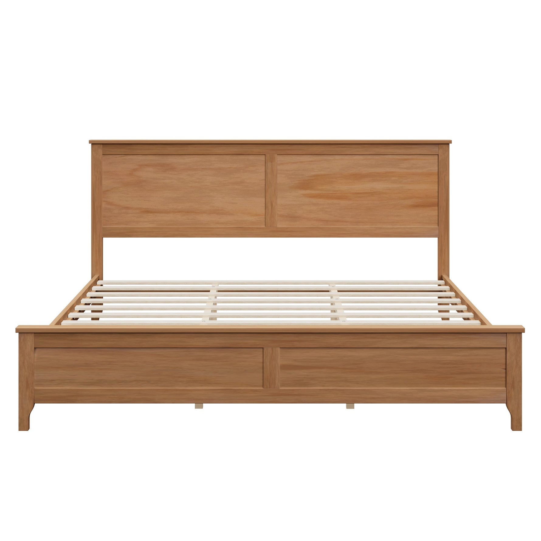 Modern Solid Wood King Size Platform Bed with Sturdy Wooden Slats