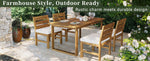 Farmhouse 5-Piece Outdoor Patio Dining Set with Adjustable Legs,Acacia