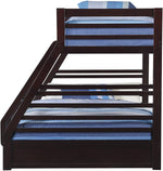 XL Twin Over Queen Bunk Bed With Drawers Espresso Finish