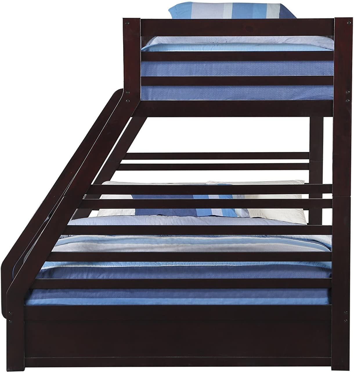 XL Twin Over Queen Bunk Bed With Drawers Espresso Finish