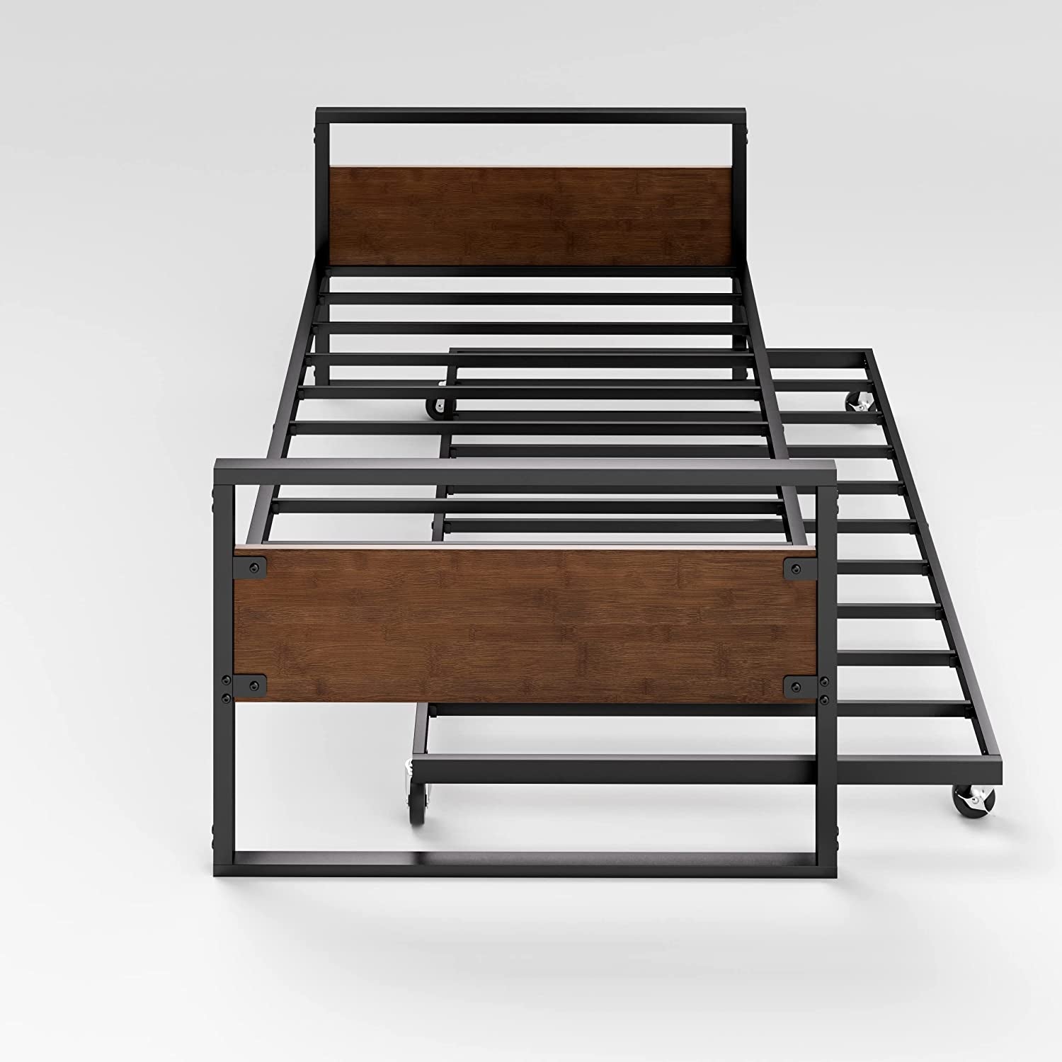 Twin Over Full Metal Bunk Beds With Trundle In Black