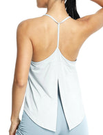 icyzone Racerback Workout Tank Tops for Women V Neck Strappy Gym Yoga Running Shirts Loose Fit Quick Dry (White M)