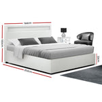 Artiss Bed Frame Double Size LED Gas Lift White COLE