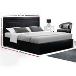 Artiss Bed Frame Queen Size LED Gas Lift Black COLE