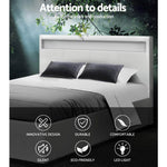 Artiss Bed Frame Queen Size LED Gas Lift White COLE