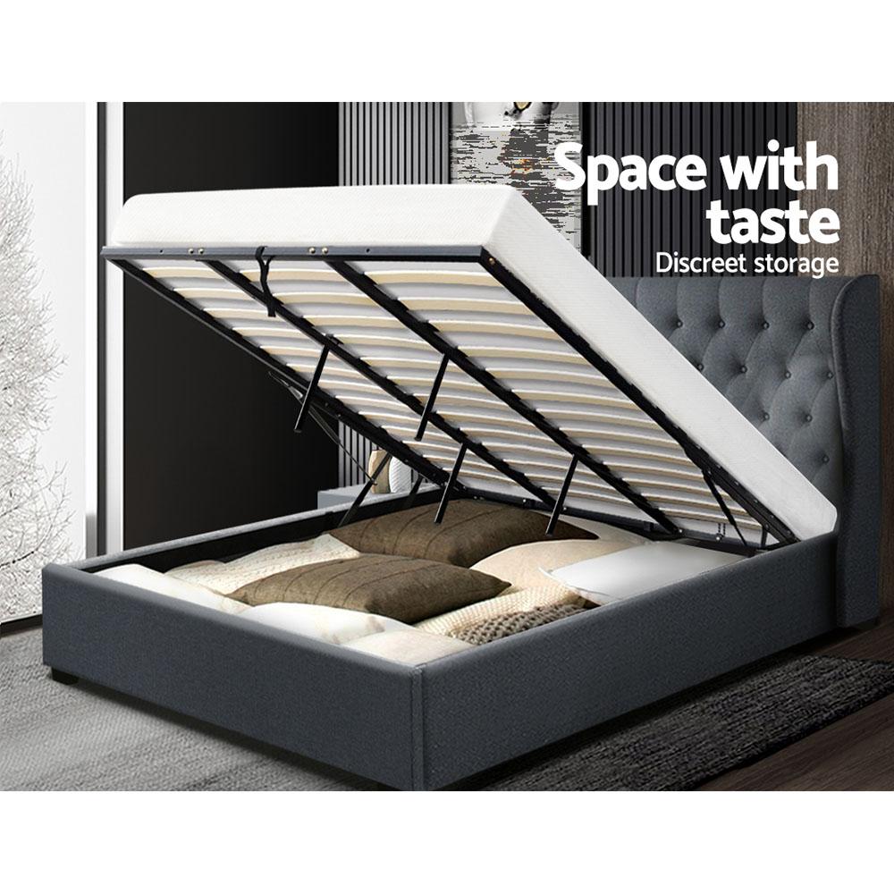 Artiss Bed Frame King Size Gas Lift Charcoal ISSA