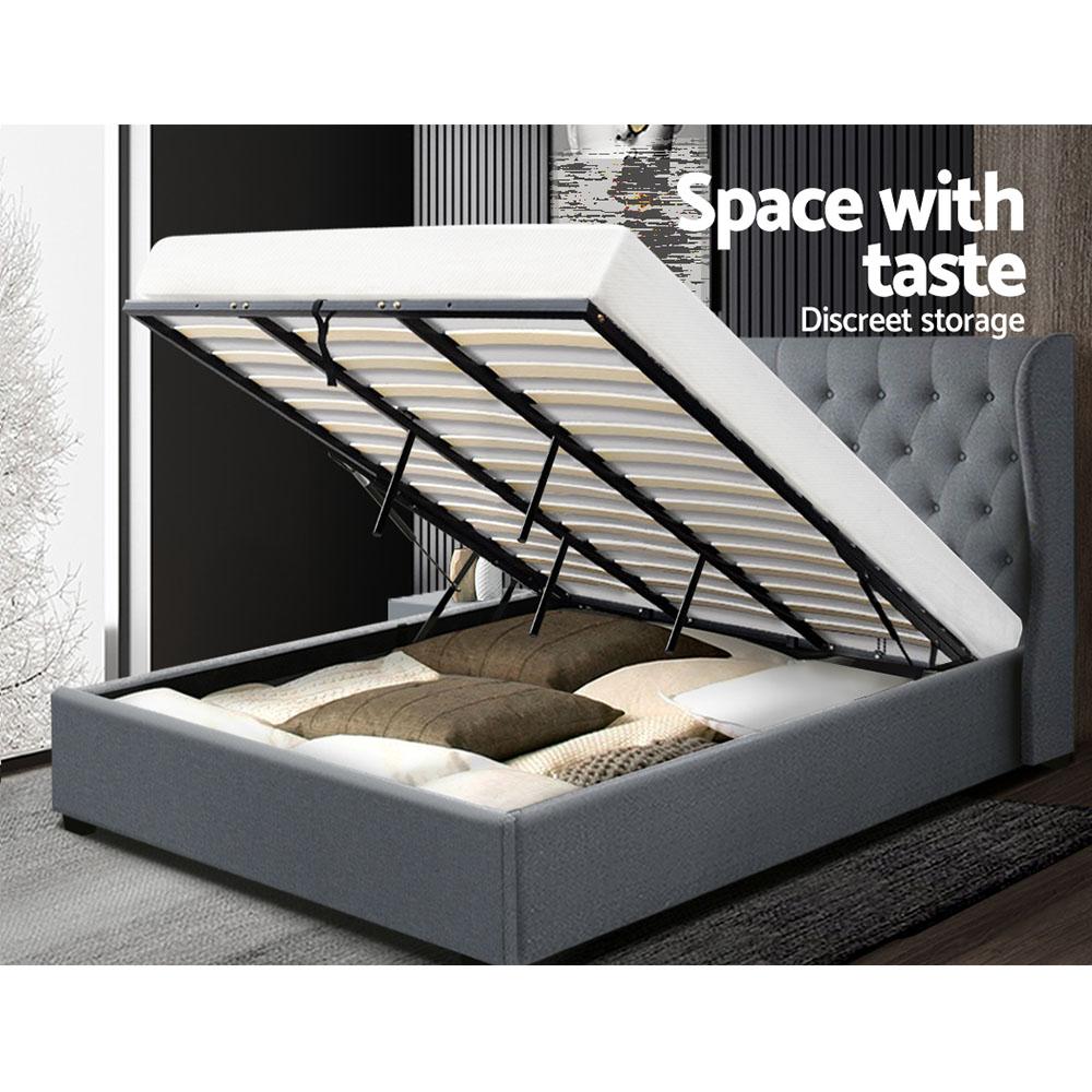 Artiss Bed Frame King Size Gas Lift Grey ISSA