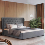 Artiss Bed Frame Queen Size Gas Lift Grey ISSA