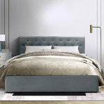 Artiss Bed Frame Queen Size Gas Lift Grey VILA