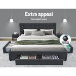 Artiss Bed Frame Double Size with 4 Drawers Grey AVIO