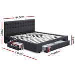 Artiss Bed Frame King Size with 4 Drawers Charcoal AVIO