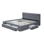 Artiss Bed Frame King Size with 4 Drawers Grey AVIO