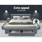 Artiss Bed Frame King Size with 4 Drawers Grey AVIO