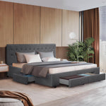 Artiss Bed Frame King Size with 4 Drawers Grey AVIO