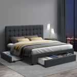 Artiss Bed Frame Queen Size with 4 Drawers Charcoal AVIO