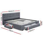 Artiss Bed Frame Queen Size with 4 Drawers Grey AVIO