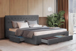 Artiss Bed Frame Queen Size with 4 Drawers Grey AVIO