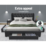 Artiss Bed Frame Queen Size with 4 Drawers Charcoal MILA