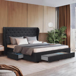 Artiss Bed Frame Queen Size with 4 Drawers Charcoal MILA