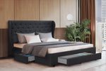 Artiss Bed Frame Queen Size with 4 Drawers Charcoal MILA