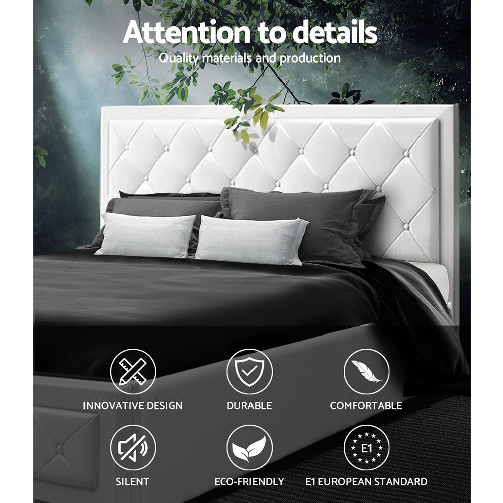 Artiss Bed Frame Double Size Gas Lift White TIYO