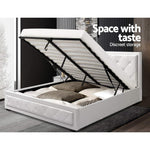 Artiss Bed Frame Double Size Gas Lift White TIYO