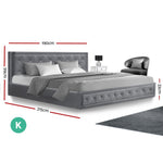 Artiss Bed Frame King Size Gas Lift Grey TIYO