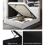 Artiss Bed Frame King Single Size Gas Lift White TIYO