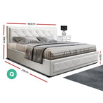 Artiss Bed Frame Queen Size Gas Lift White TIYO