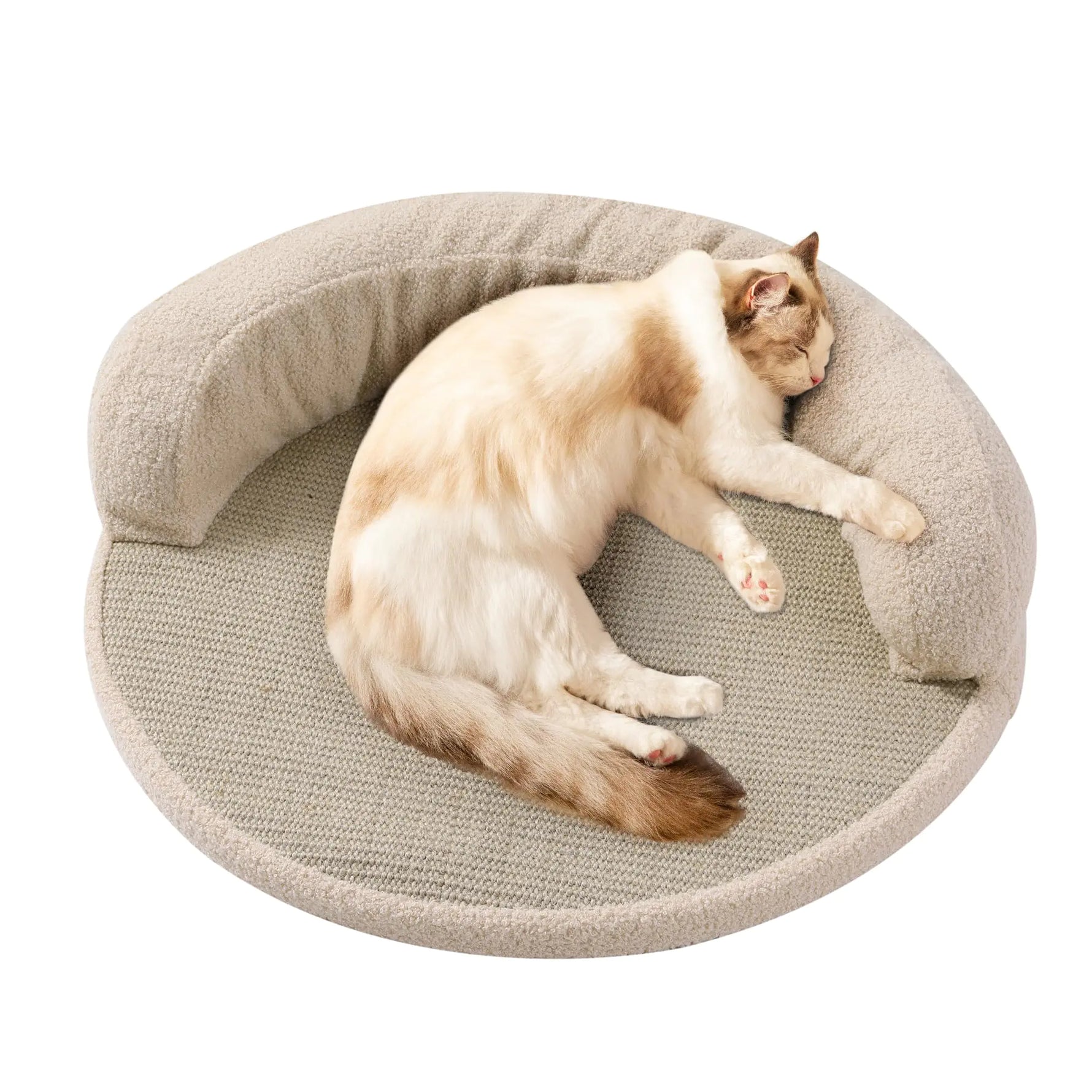 MABOZOO Sisal Cat Scratch Lounge with PillowRound Cat Scratcher Bed for Indoor Cats Grinding Claw Sturdy Cat Scratching Cardboard Pad for Protecting Furniture Sofa（M）