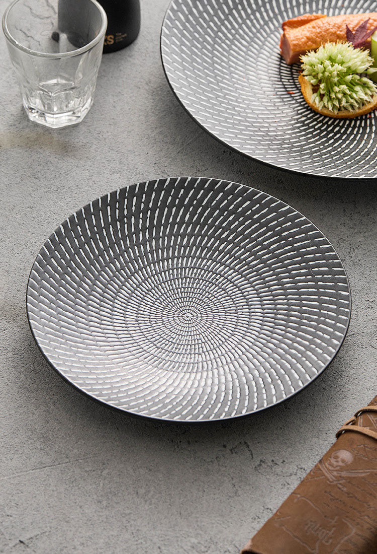 Meteor Shower Ceramic Plate - Elegant Light Luxury Round Dinner and