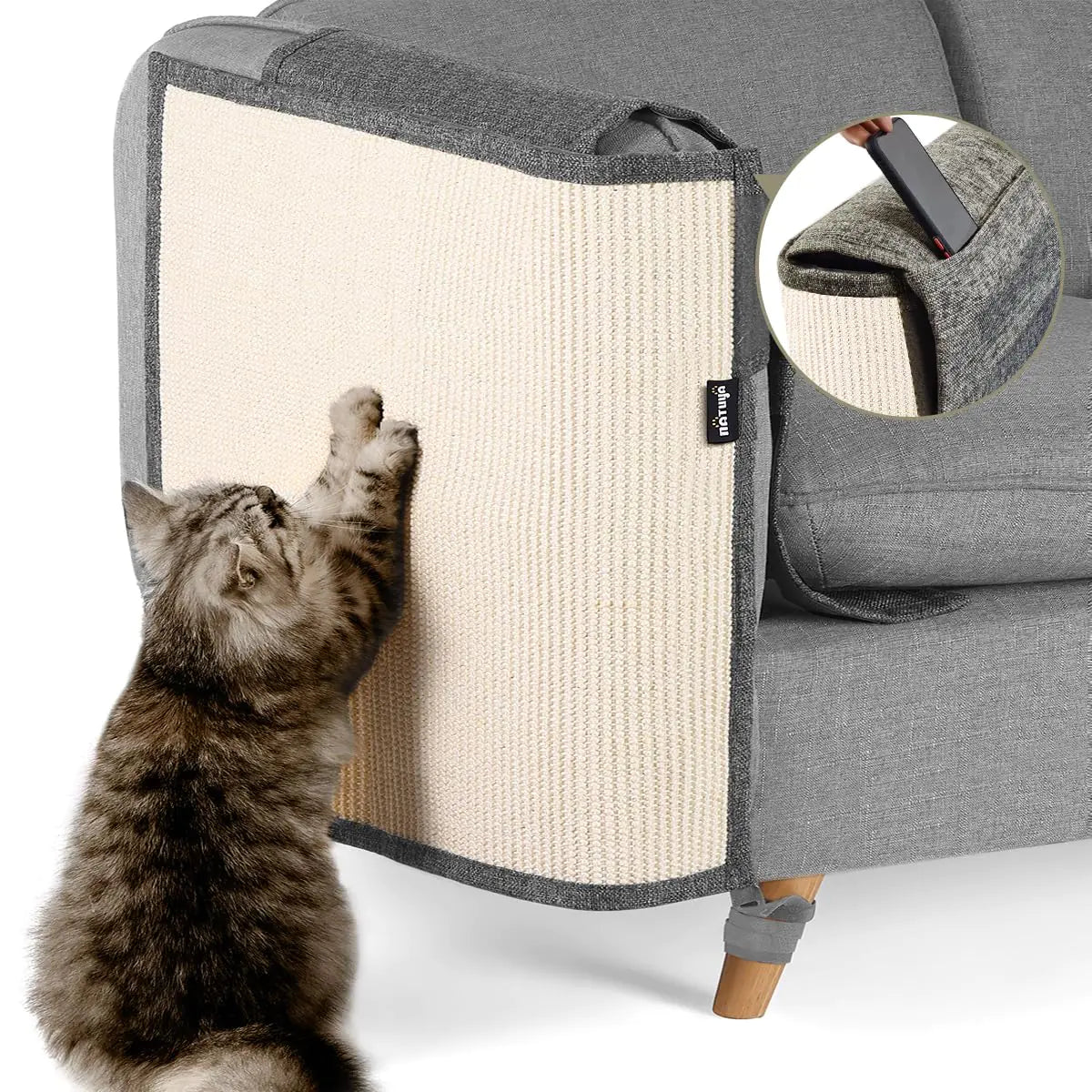 NATUYA Cat Scratch Furniture Protector from Cat Scratching Couch Arm Sofa Corner Large Sisal Cat Scratching Mat Couch Protector (Dark Gray Right)