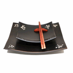 Black with Japanese Character Dinner Set