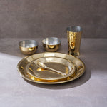 Brass Plate Set - 6 Pieces | Includes Full Plate, Quarter Plate, 2