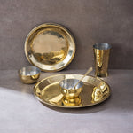 Brass Plate Set - 6 Pieces | Includes Full Plate, Quarter Plate, 2