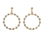 Fashion Ladies Jewelry Blue Rhinestone Gold Circle Dangle Party Bridal