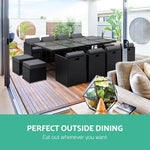 Gardeon Outdoor Dining Set 13 Piece Wicker Table Chairs Setting Black